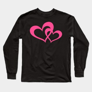 Two Pink Hearts Long Sleeve T-Shirt